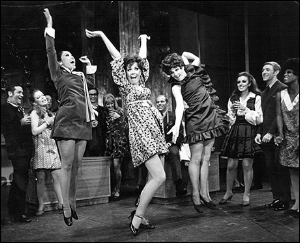 Baayork Lee, Donna McKechnie, and Margo Sappington, doing Turkey Lurkey Time in the original Broadway production of Promises, Promises.