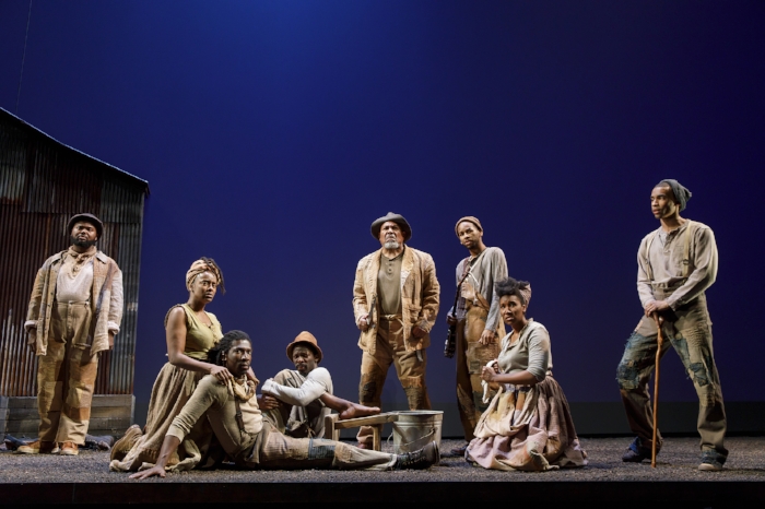 Members of the company of Father Comes Home From the Wars, Parts 1, 2 & 3 by Suzan-Lori Parks, directed by Liz Diamond. Photo by Joan Marcus, 2018.
