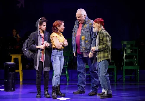 Photo: Gizel Jiménez, Daphne Rubin-Vega, Michael Mulheren, David Patrick Kelly in “Miss You Like Hell.” Credit: Joan Marcus.