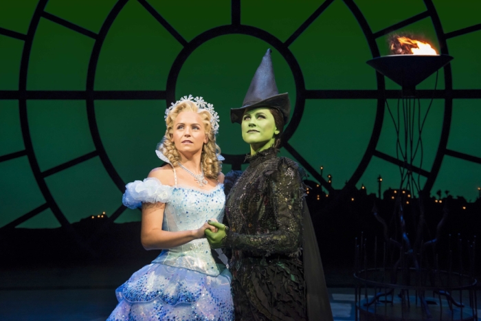 Helen Woolf as Glinda and Amy Ross as Elphaba in WICKED UK & Ireland Tour. Photo Credit Matt Crockett