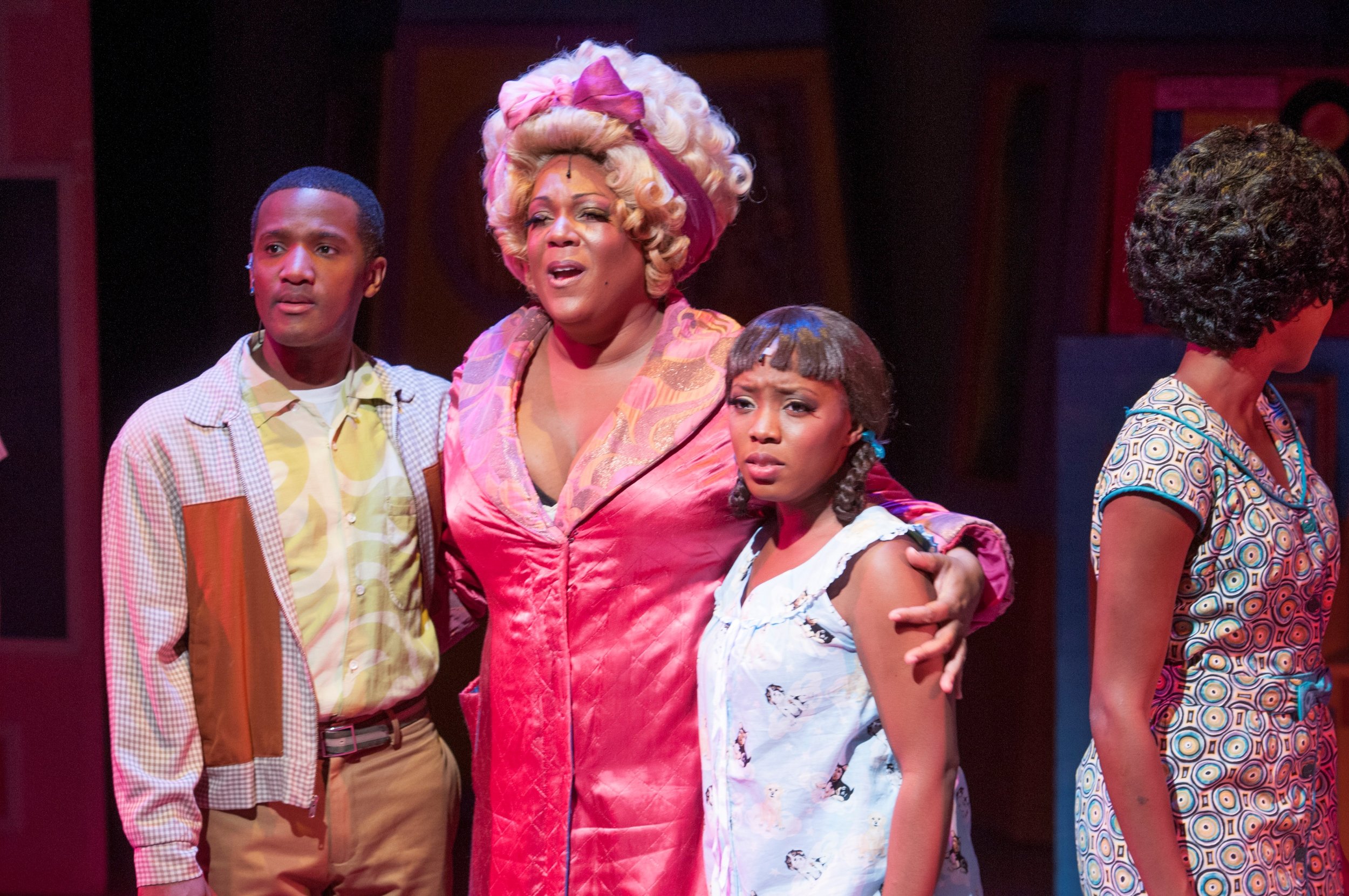 From left, Melvin Brandon Logan as Seaweed, Jennifer Fouché as Motormouth Maybelle, and Tavia Riveé as Little Inez in Florida Studio Theatre's production of "Hairspray." Maria Lyle Photo