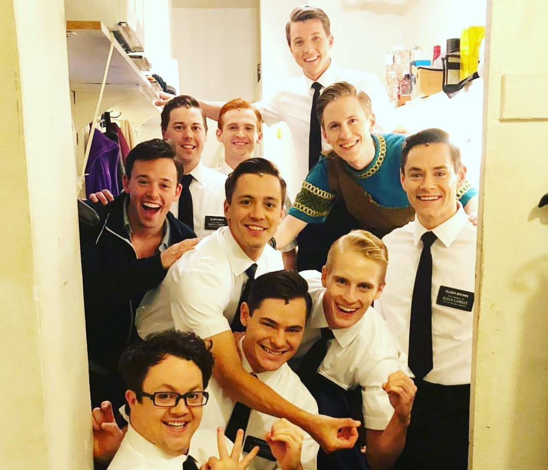 Matthew Marks and the cast of The Book of Mormon