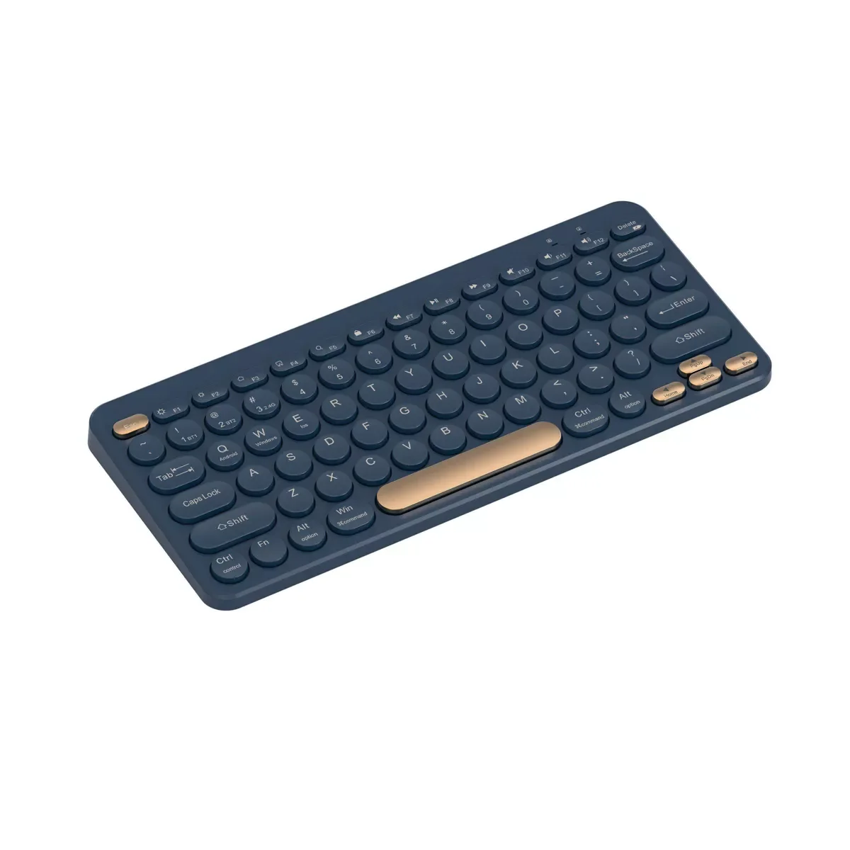 Compact Round Key Wireless Keyboard - Navy