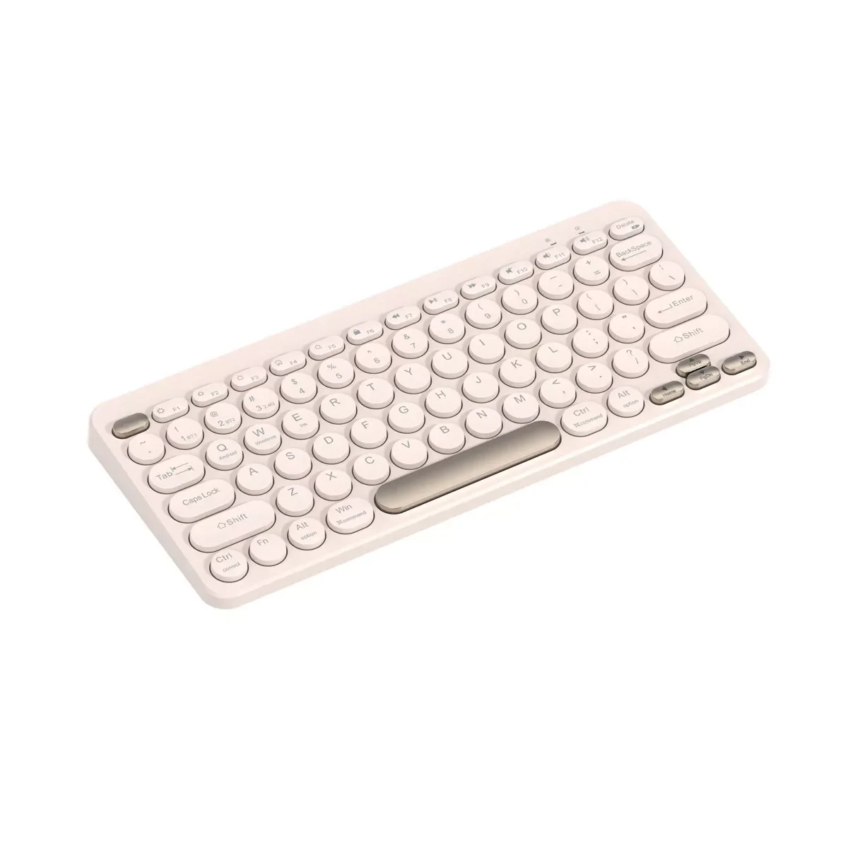 Compact Round Key Wireless Keyboard - Beige