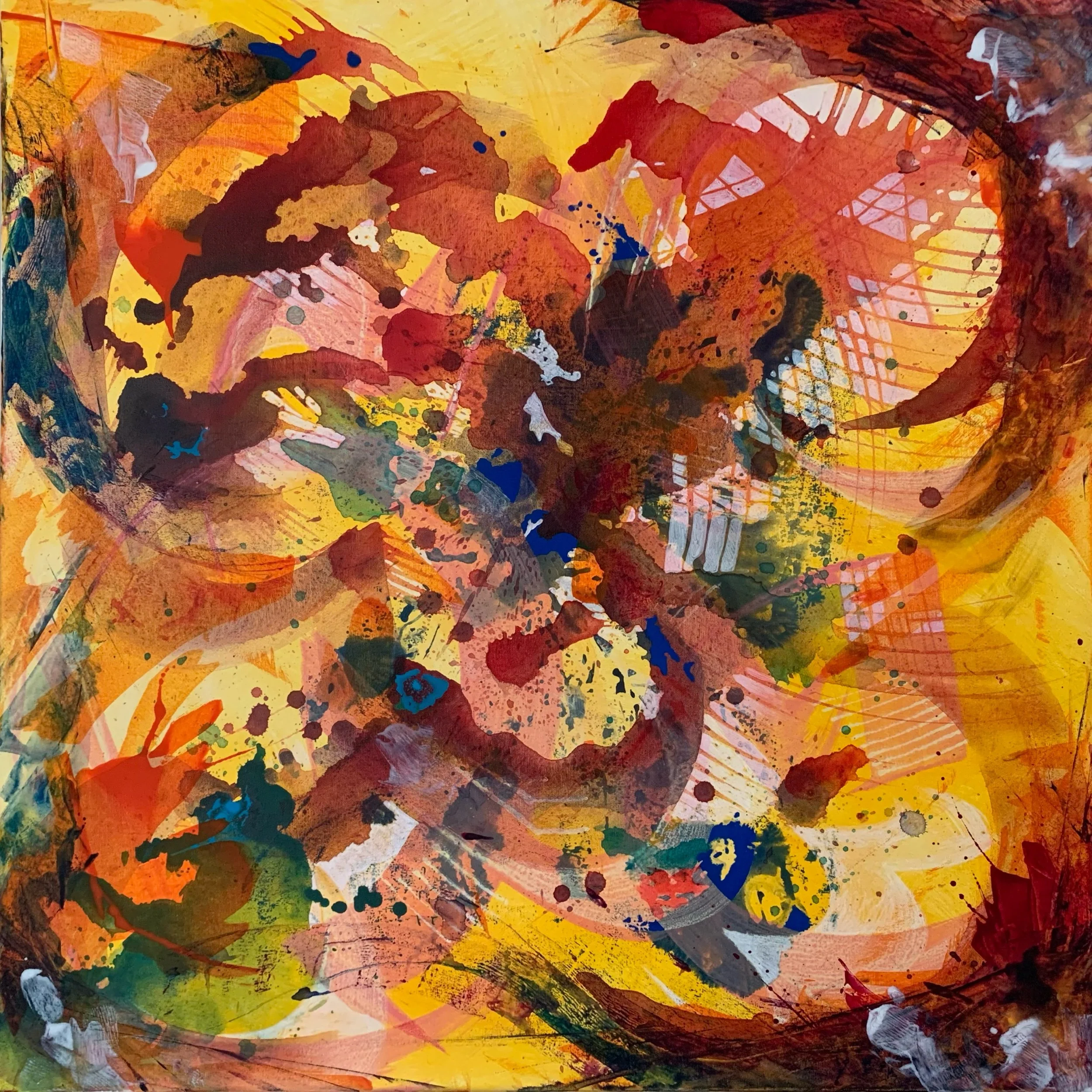 “nước” - acrylic and mixed media on canvas, 3x3 ft.