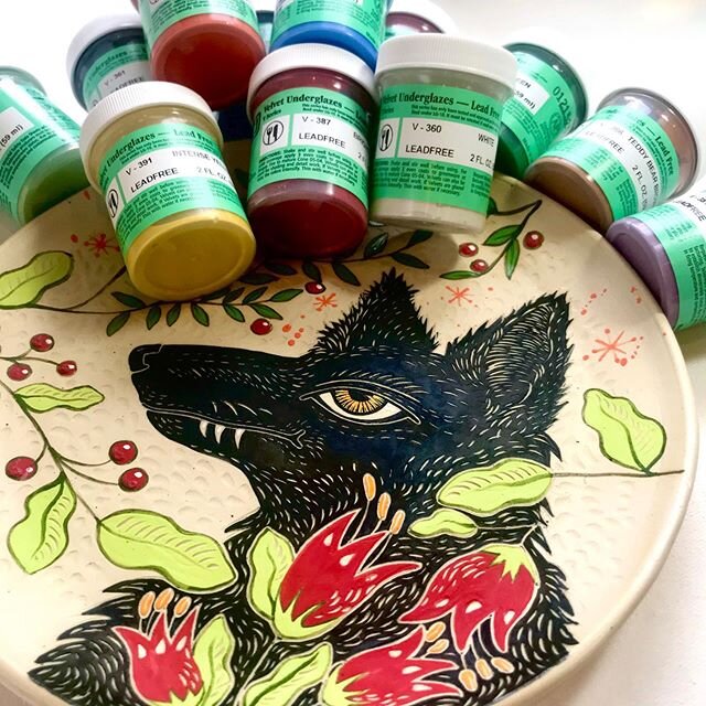 Well hello Amaco! Thank you to @amacobrent for this most lovely gift of underglazes! Makes my day. 😬

I committed to you from my very first allegorical plate. And yes, it was a wolf, but alas, just not this one..!)
.
. .
.
.
.
#makesomethingeveryday