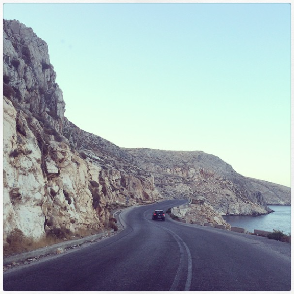 On the road in Chios, Greece making our way to my best friend's wedding