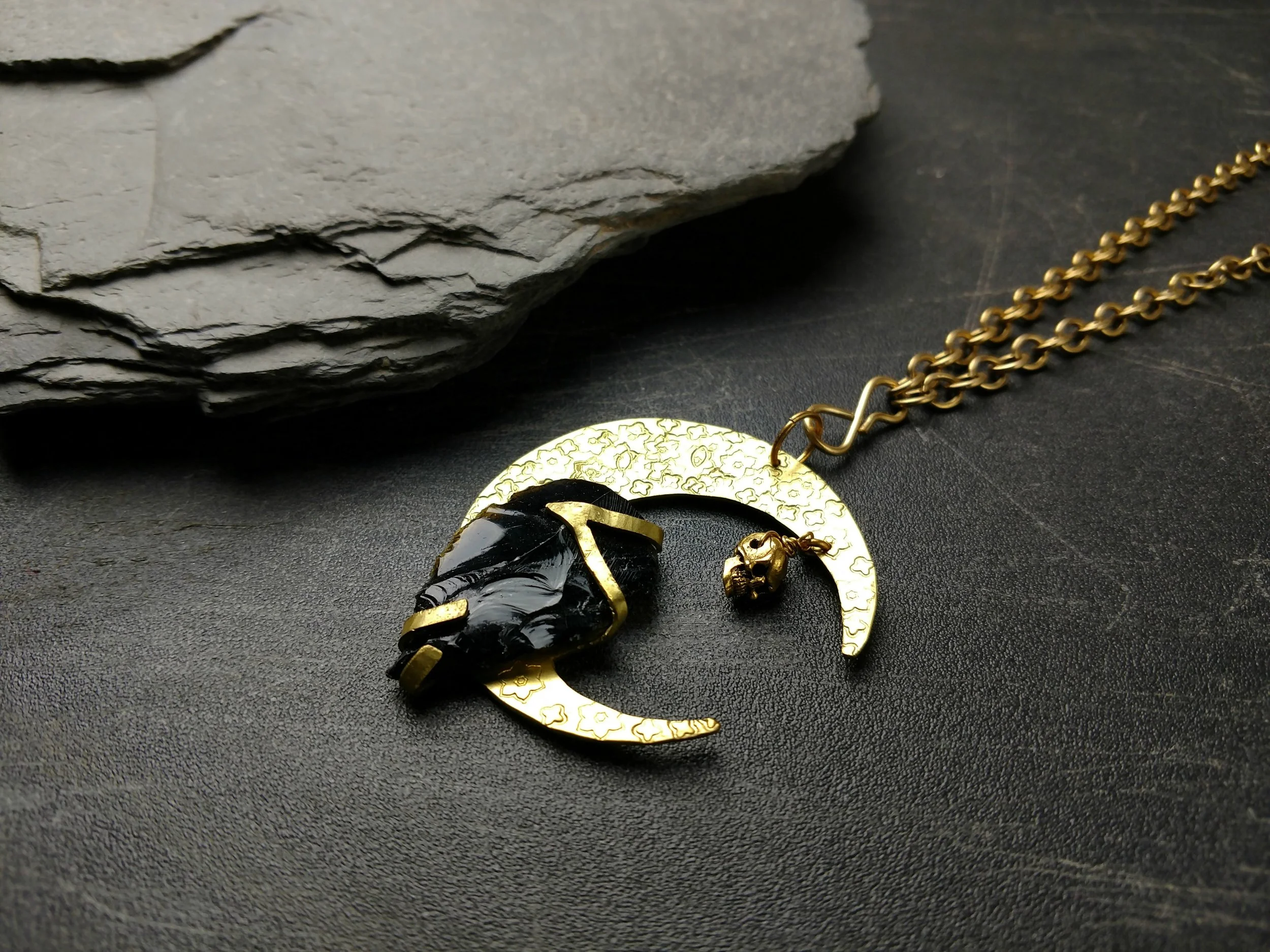 obsidian moon necklace