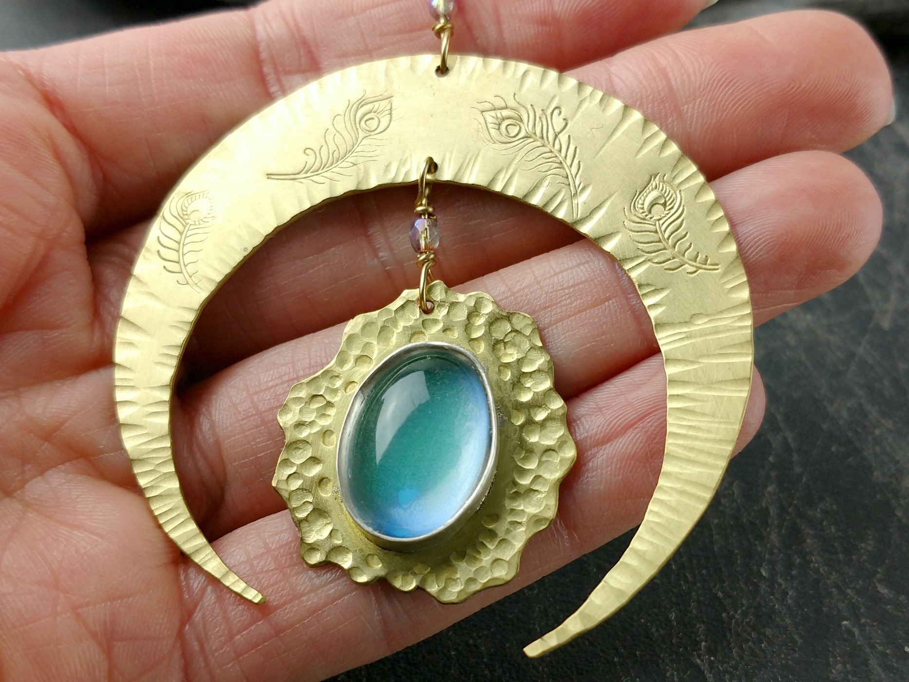 large moon mood necklace