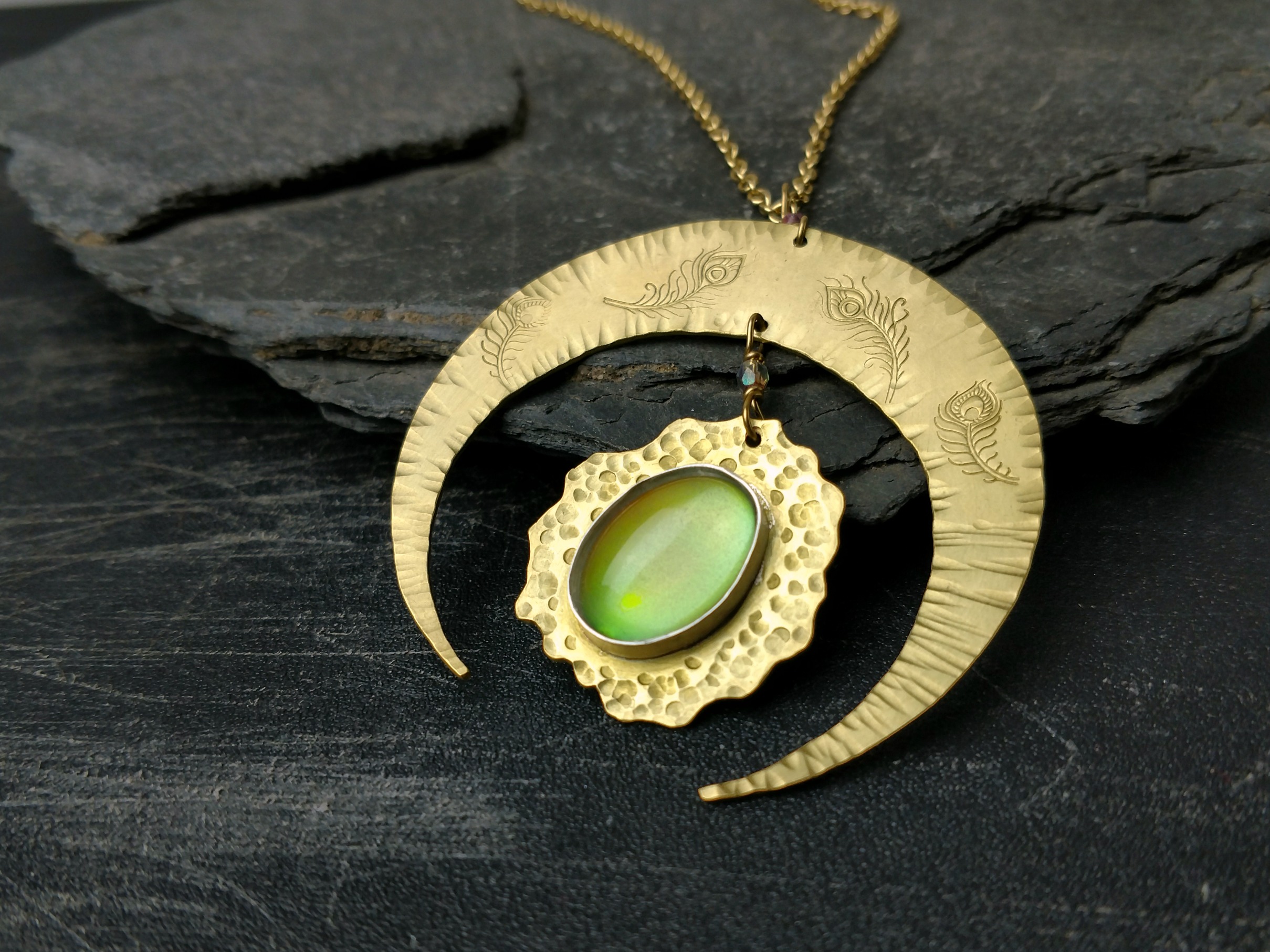 large moon mood necklace