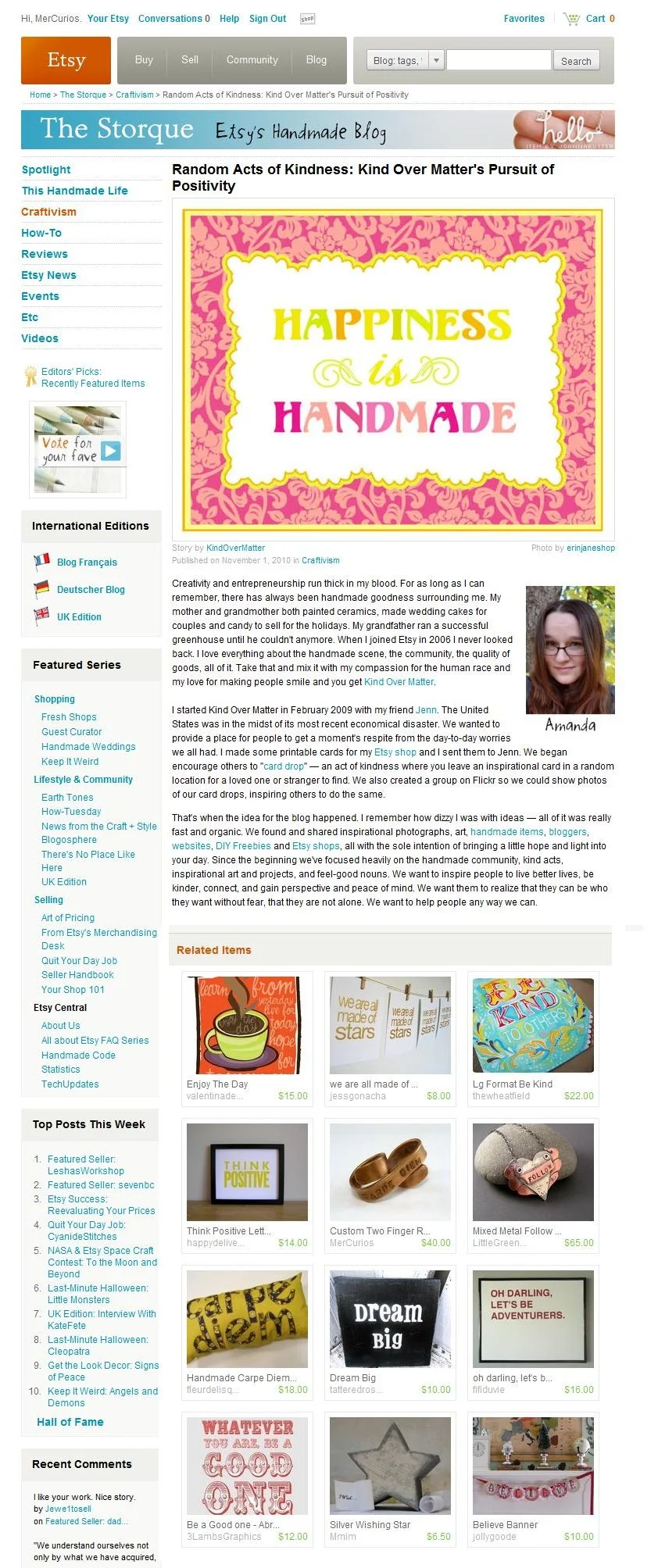 The Etsy Blog - Random Acts of Kindness // November 2010
