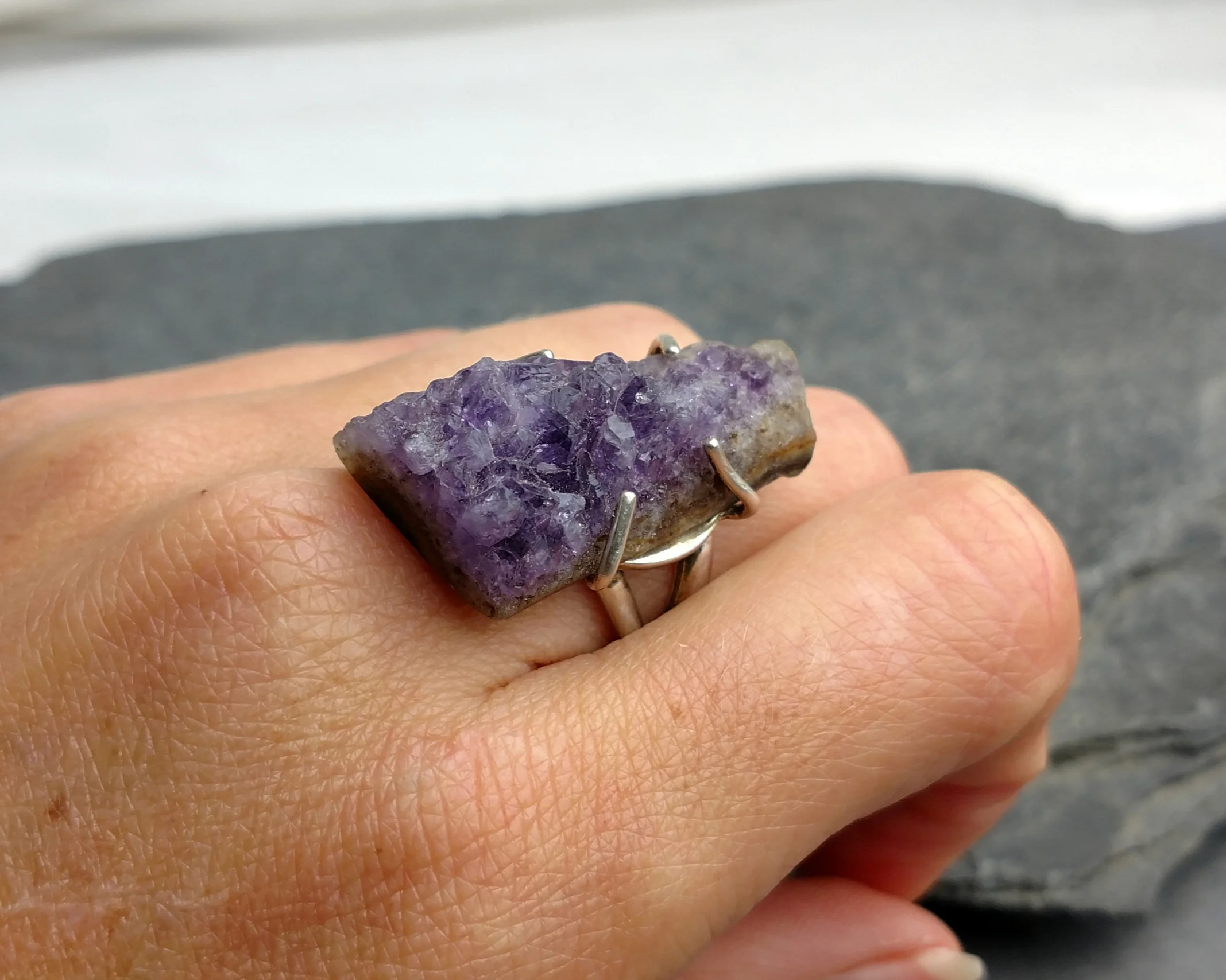 amethyst druzy ring