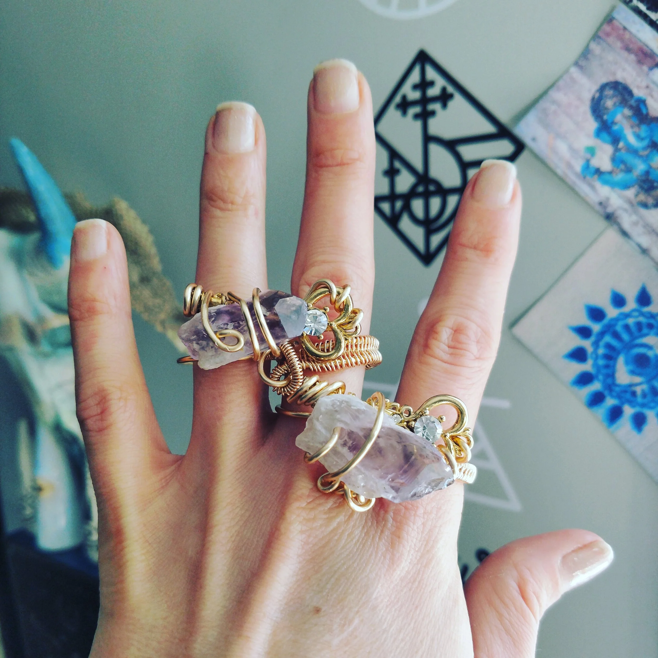 amethyst double finger ring by mercurios