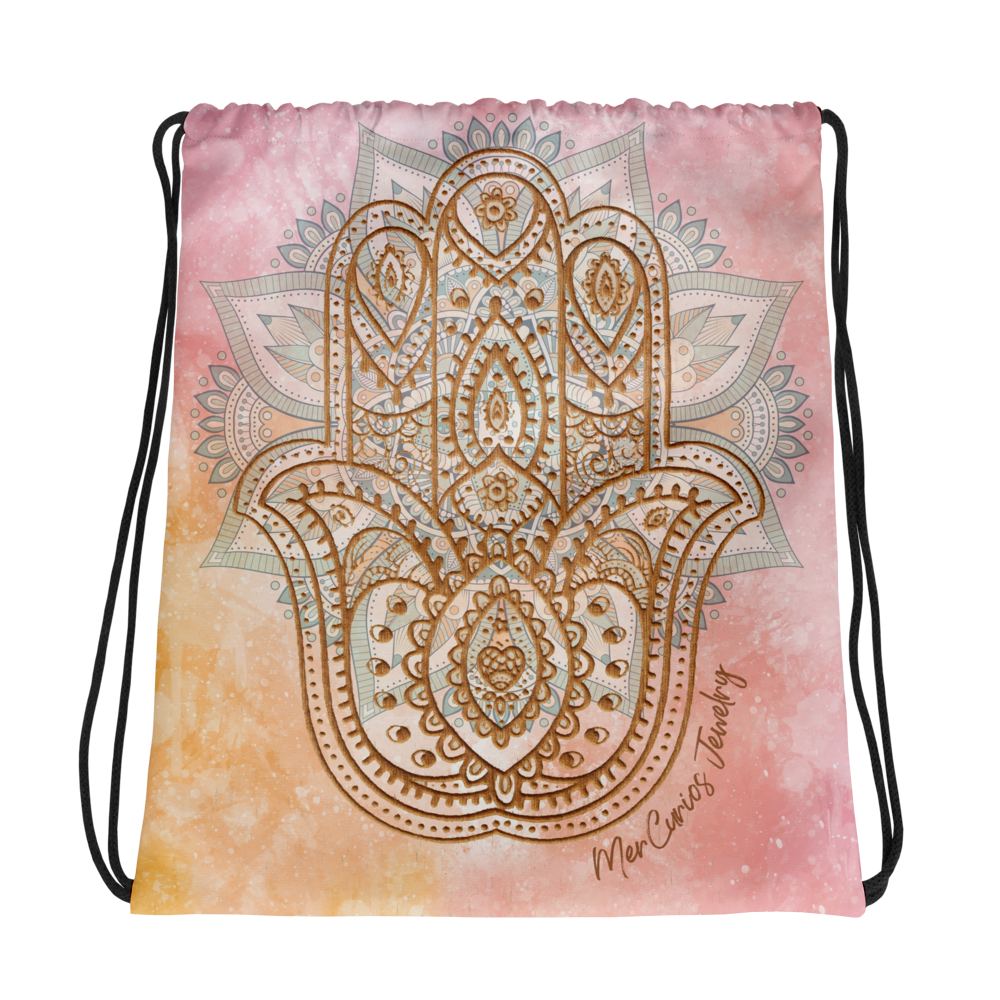 Hamsa Drawstring Bag  Original Symbolic Art  MerCurios.png