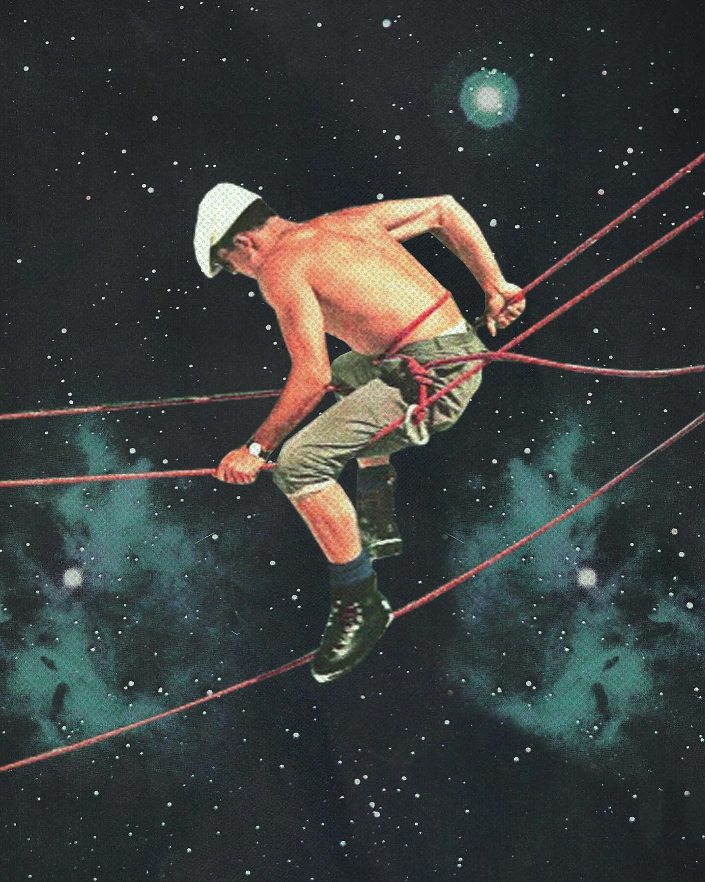 too high. 
.
.
.
#collageart #collageartists #collageartistoninstagram #spacewalk #tightrope #ropeclimber #heights #dreamscape #climbnashville #starscape #visualartist #graphicdesigner #natgeo