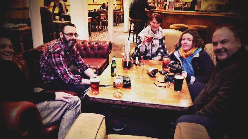 Here some of us are in the Orange Tree after an autumn analogue walk *Cheers* 
