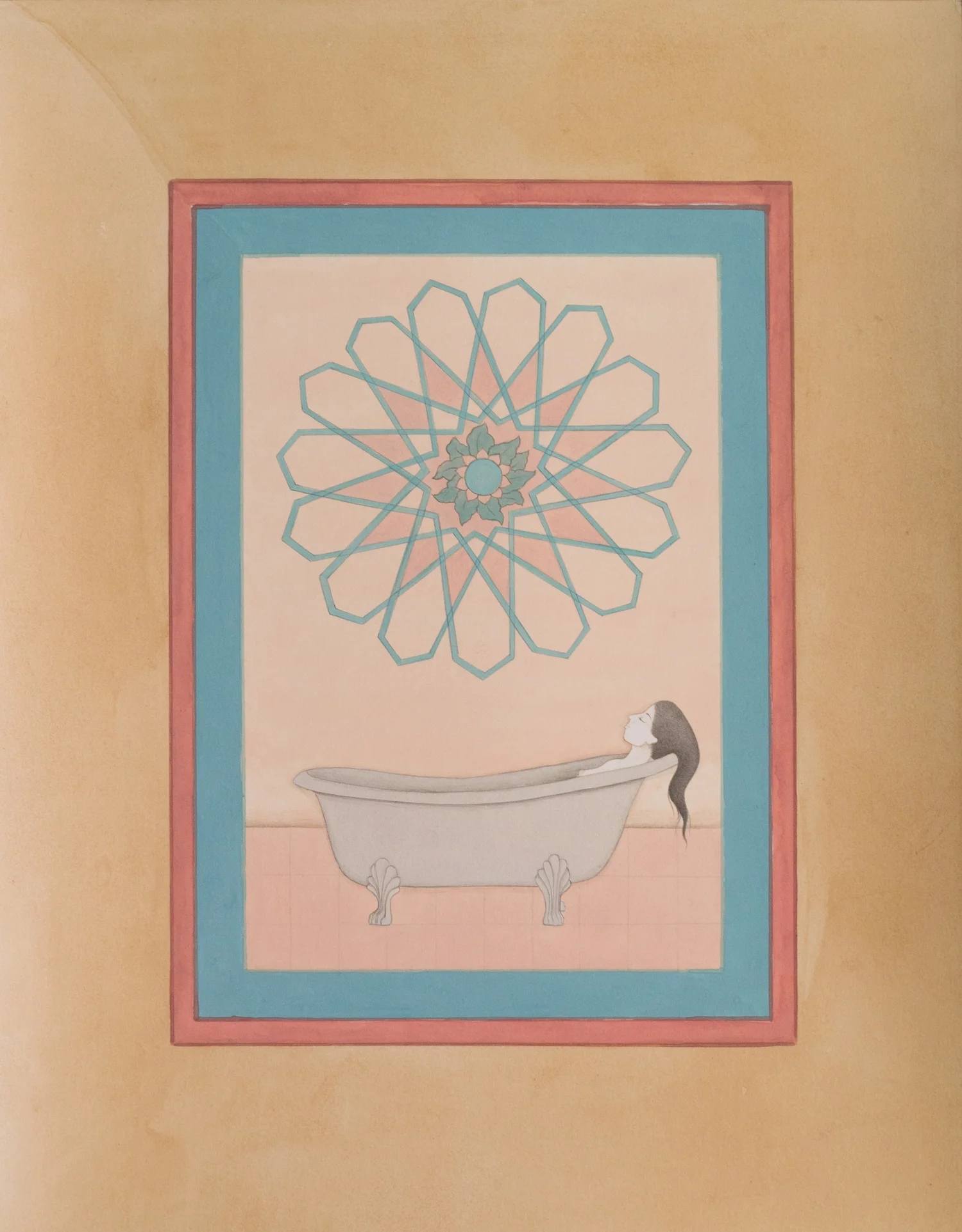 The Bath 2014 Tea, gouache and watercolour on wasli 12 x 10 in.