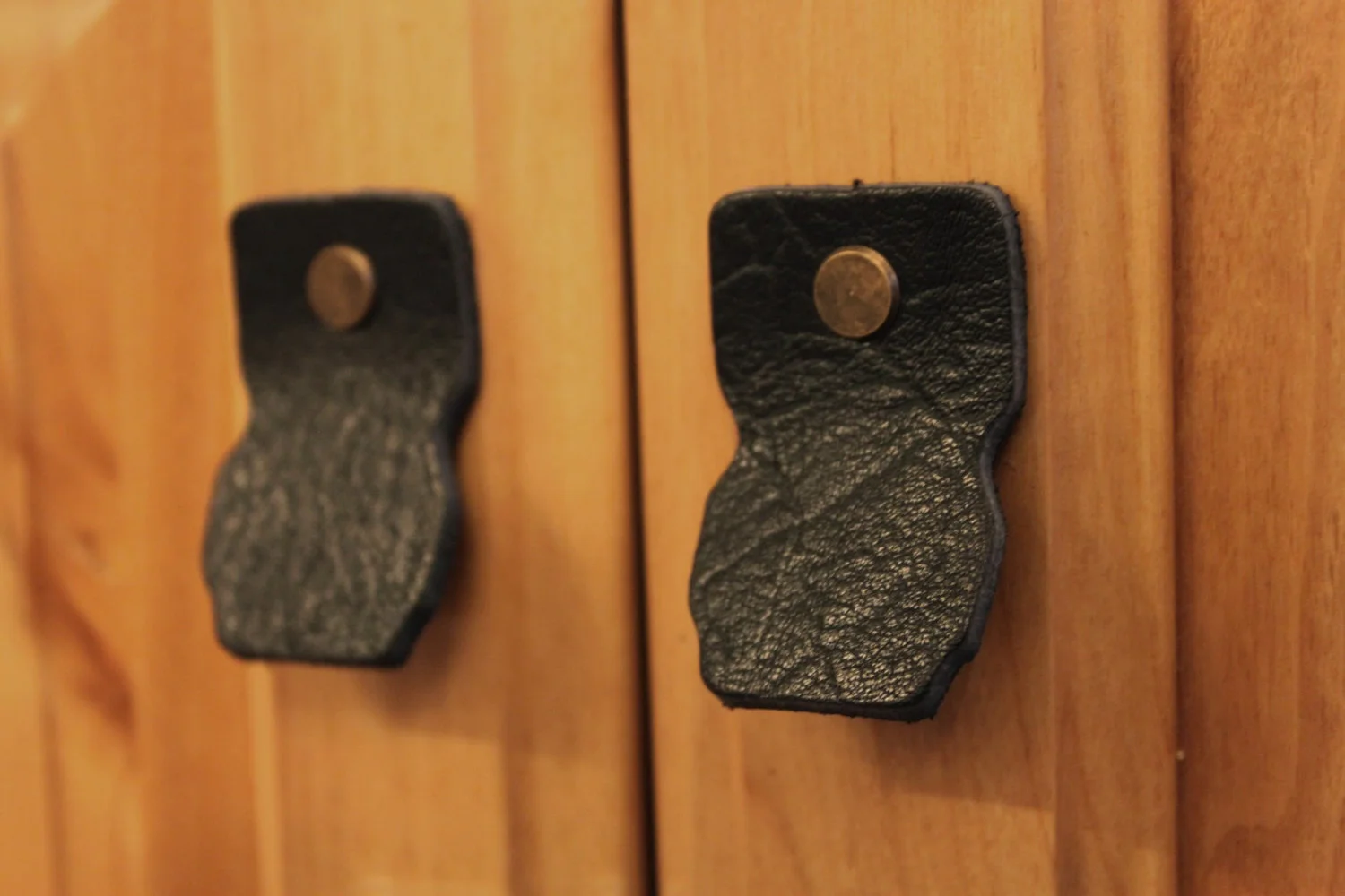 Leather, pull, hardware, bin, handle, cabinet, drawer, knob, handles, handmade, dresser, Ikea, hack, diy, kitchen, usa, black, dark, brown, light, distressed, color, finger