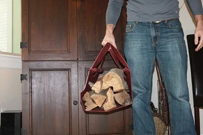 leather log carrier firewood holder