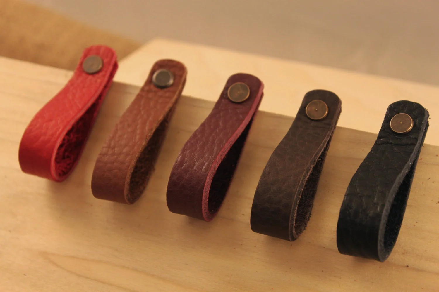 Leather, pull, hardware, bin, handle, cabinet, drawer, knob, handles, handmade, dresser, Ikea, hack, diy, kitchen, usa, black, dark, brown, light, distressed, color, finger