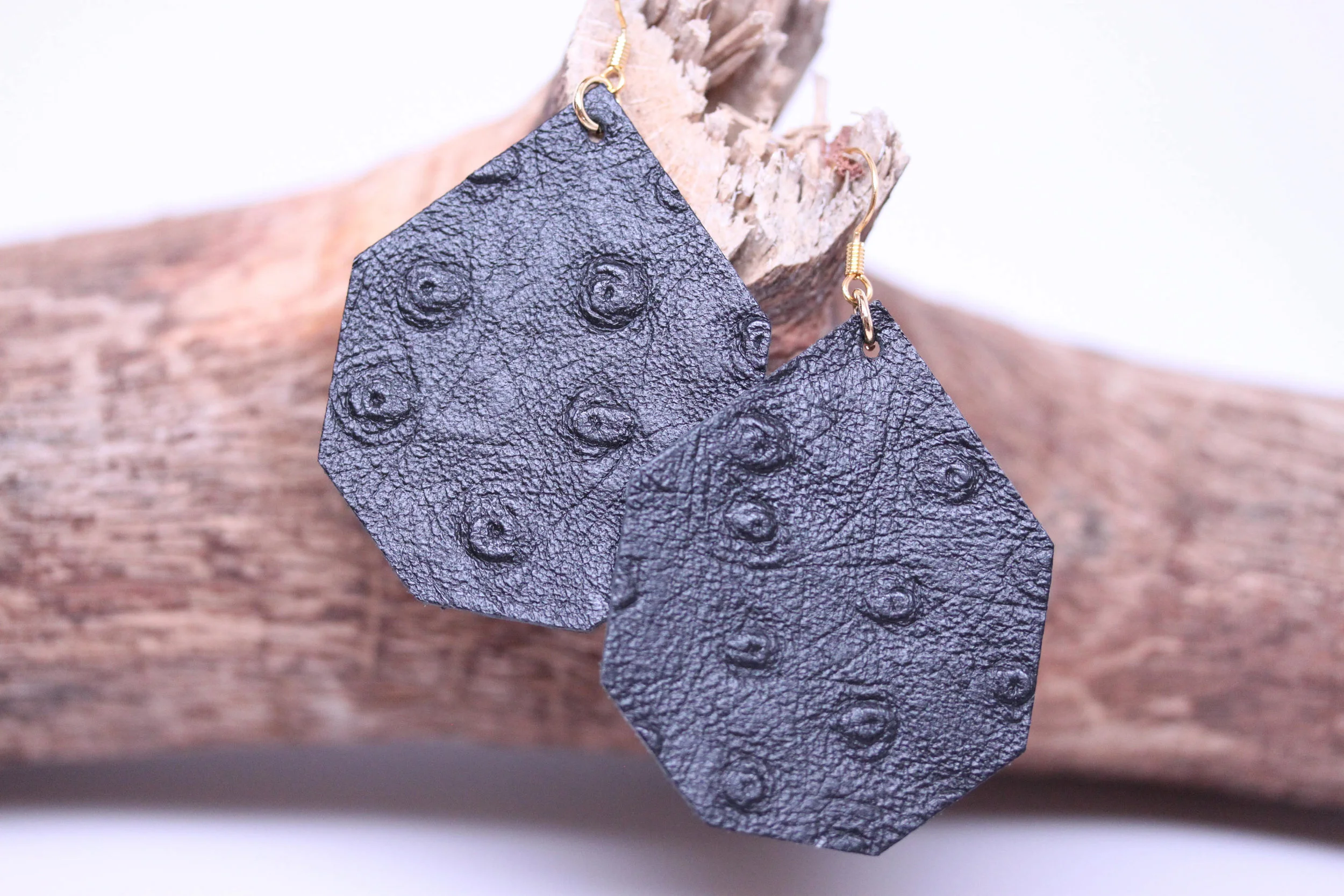 Leather, Earrings, Teardrop, Womens, jewelry, accessories, Ostrich