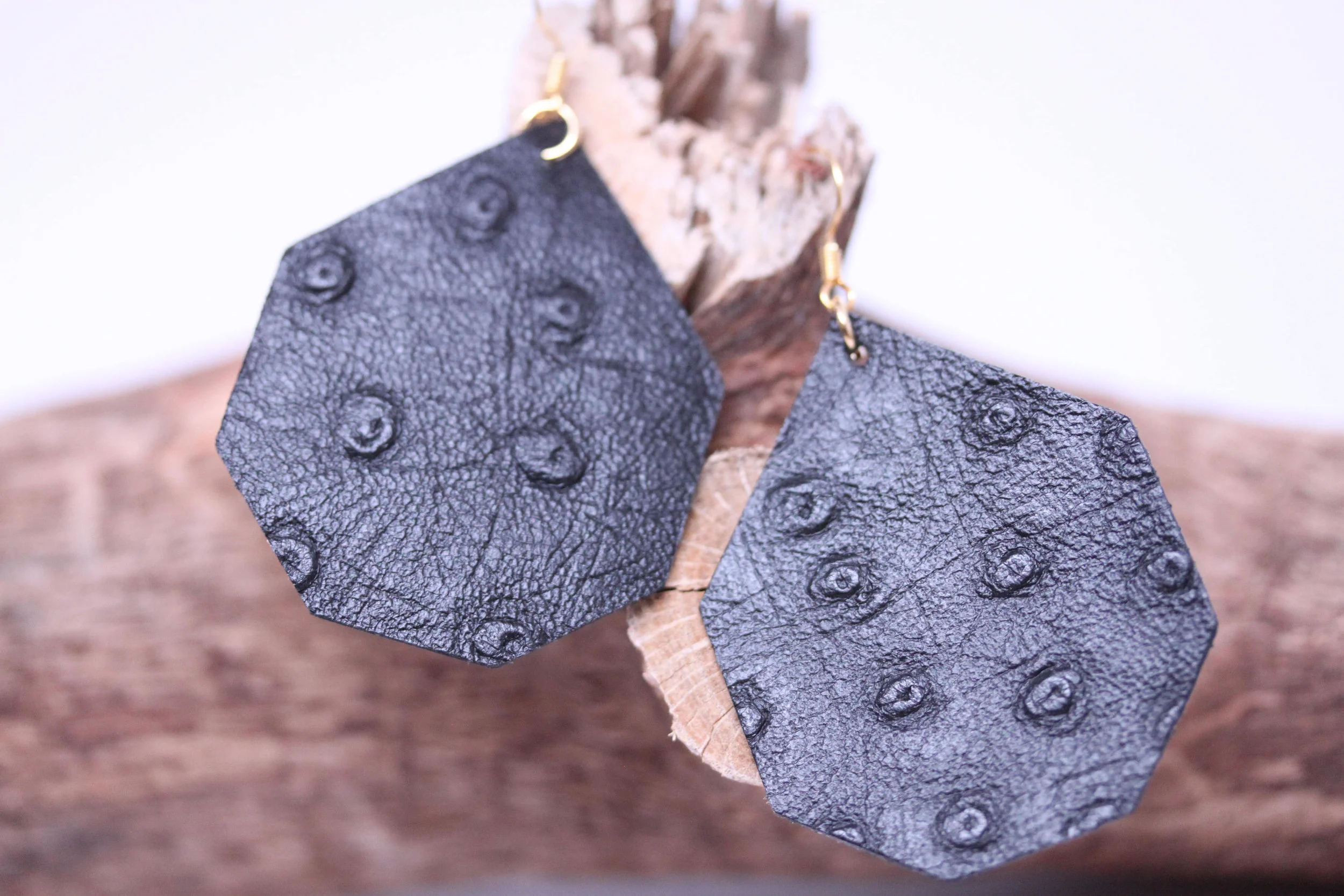 Leather, Earrings, Teardrop, Womens, jewelry, accessories, Ostrich