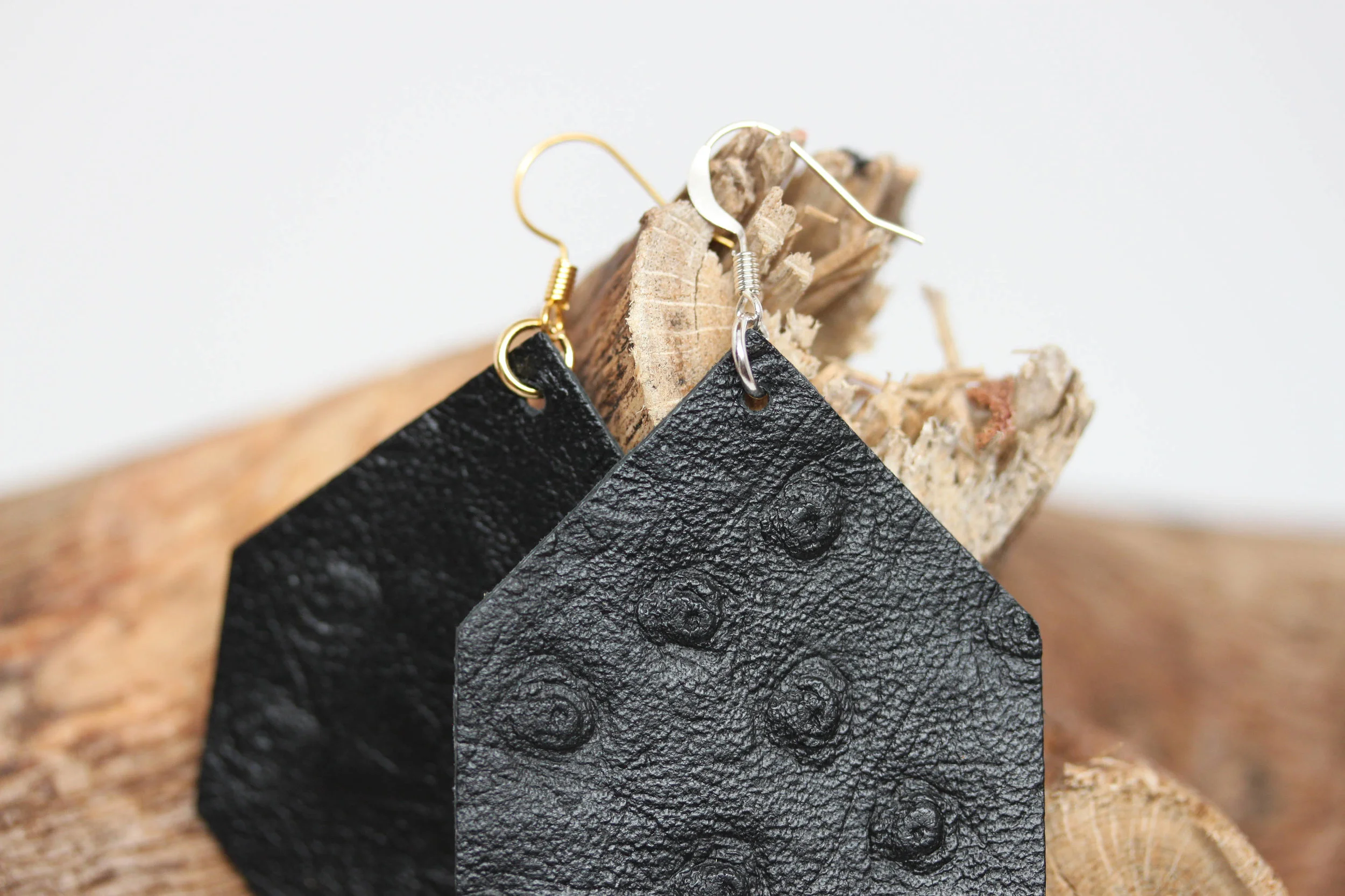 Leather, Earrings, Teardrop, Womens, jewelry, accessories, Ostrich