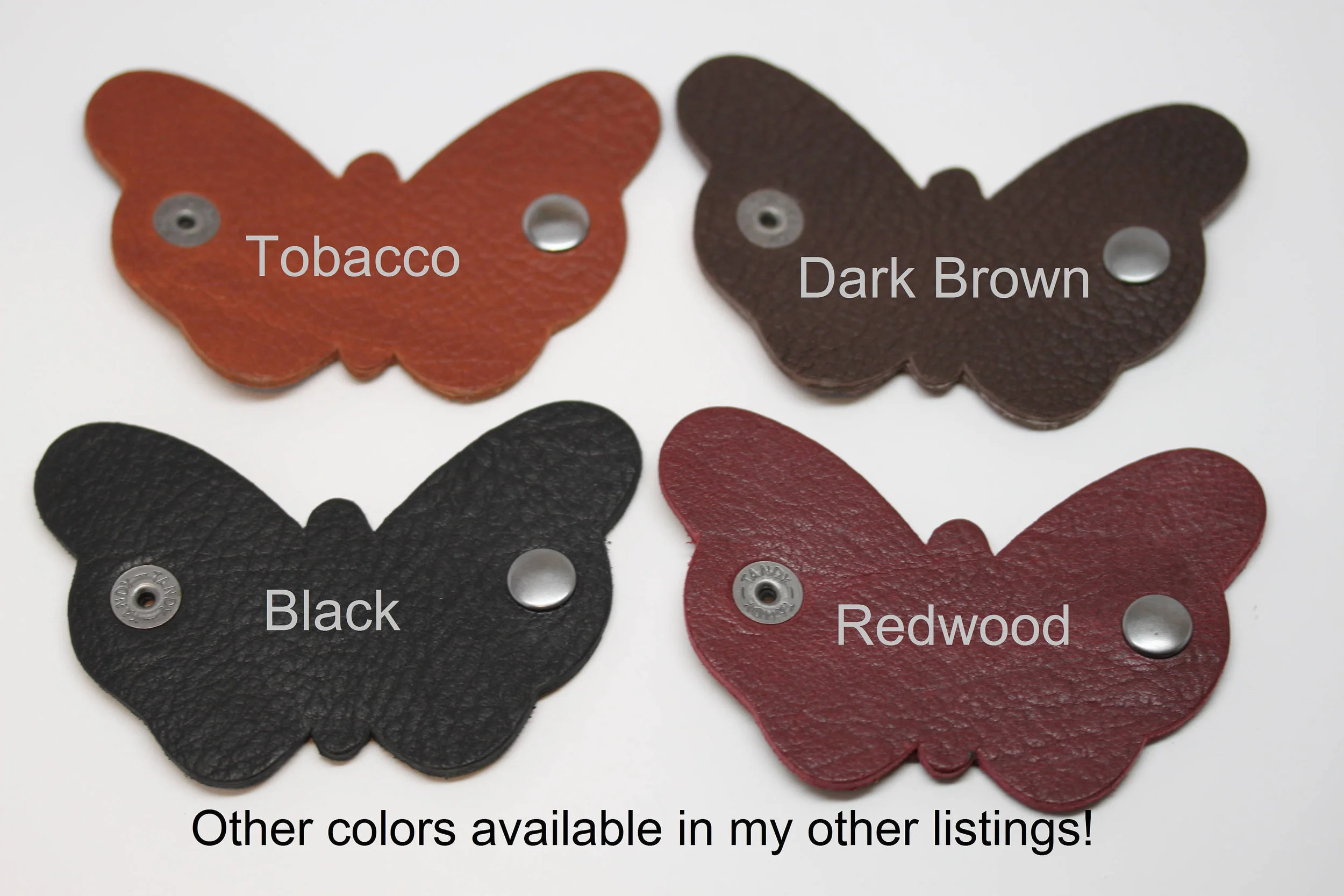 Leather, butterfly, earbud, cord, keeper, organizer, holder