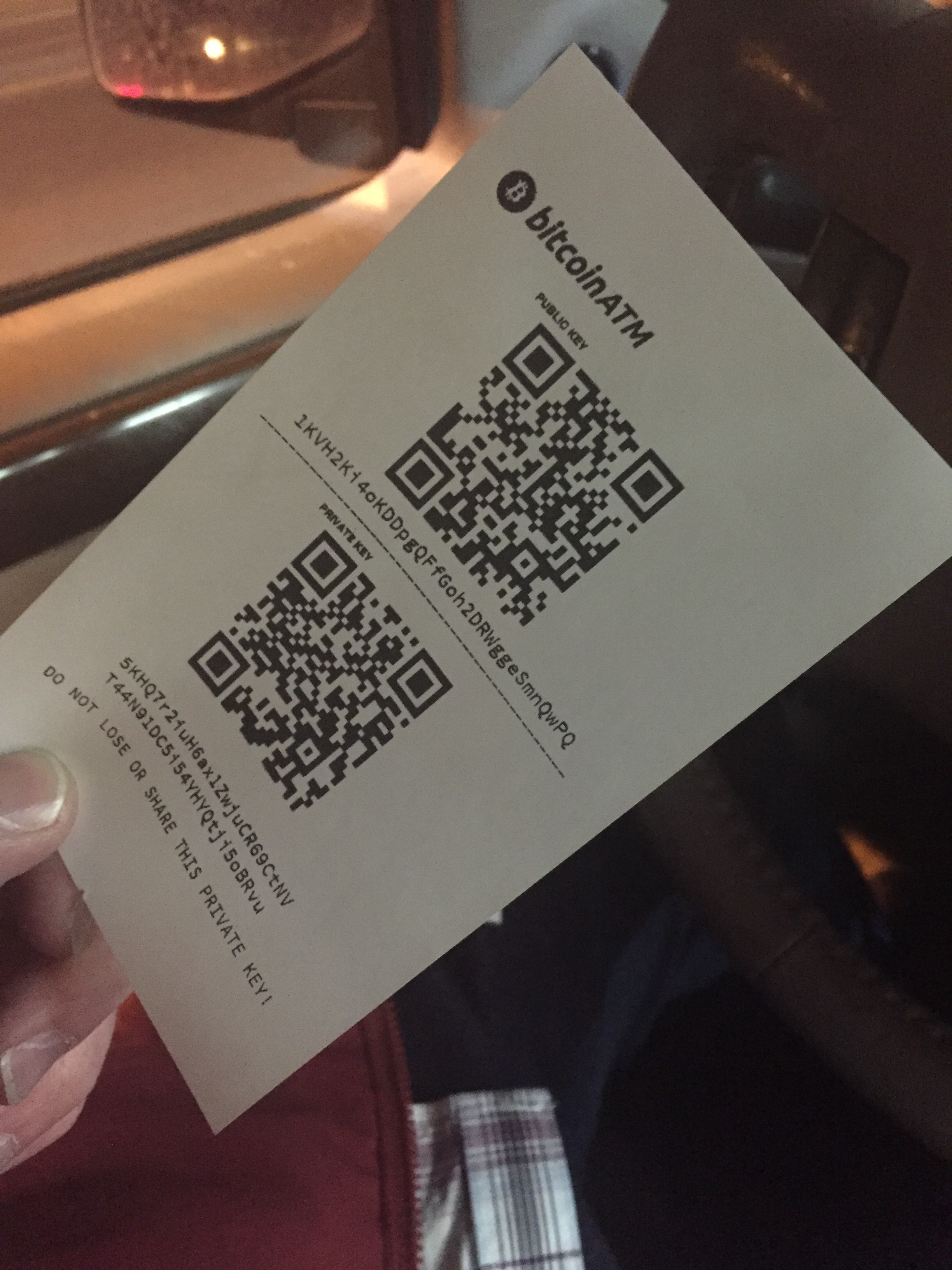 can you get a paper wallet for my bitcoin atm