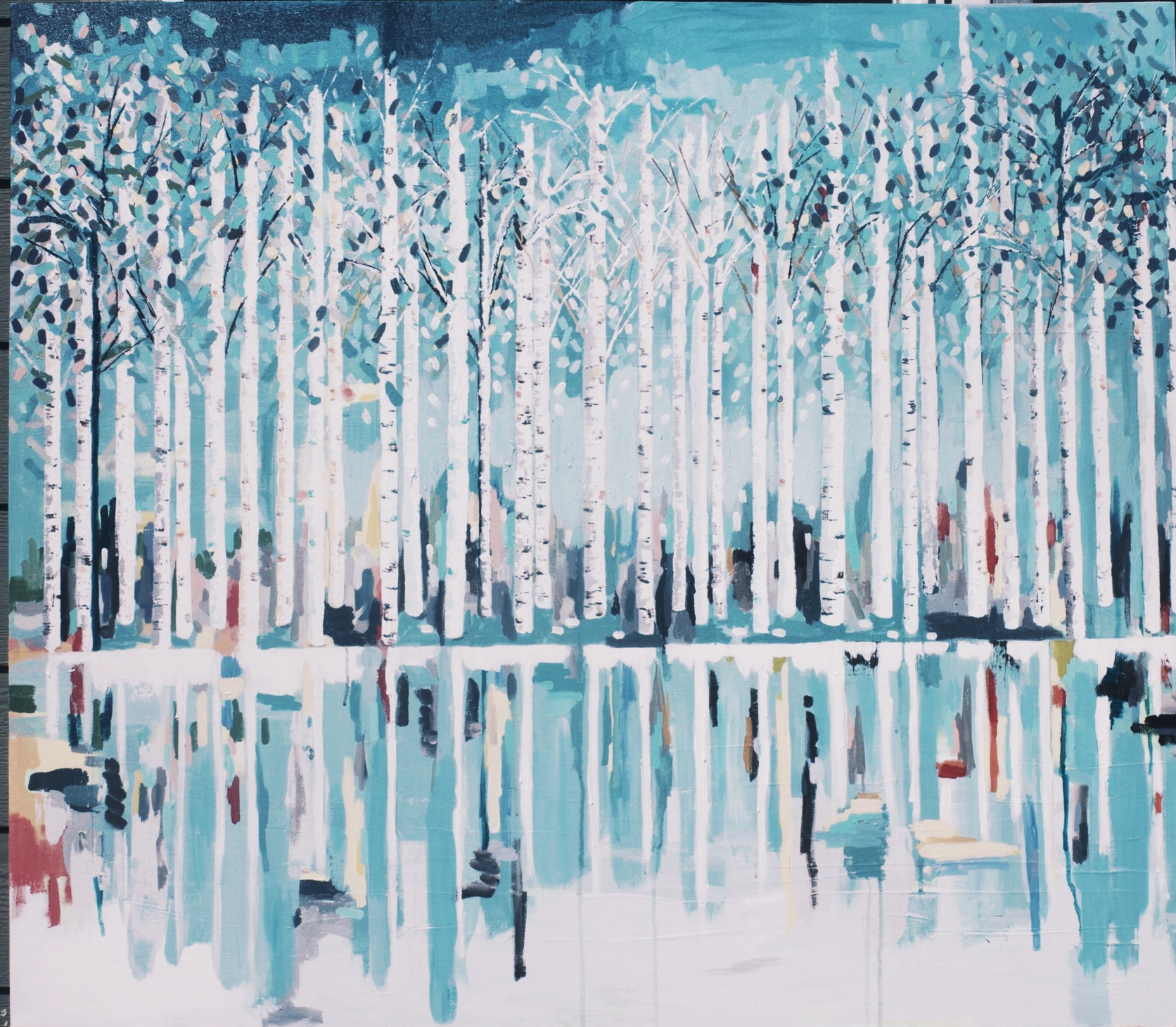 48"x42" original acrylic on 4" gallery hand-stretched canvas - this was a new adventure for me and i LOVeD every minute of it!! watch out there will be more of this guy to come - and thank you to the Harper family for making him yours!!