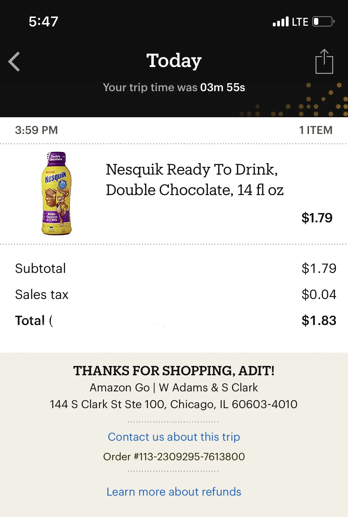 And sure enough, the tech worked as promised. My receipt came through the Amazon Go App.