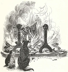 Yule Log. "Old Christmas" from the Sketch Book of Washington Irving illustrated by R. Caldecott. 