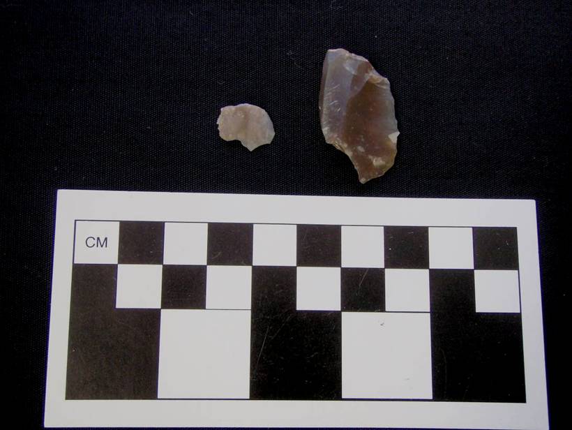 Gunflint fragments from 70 Broad Street. Flintlock weapons were used from General Schuyler's day through Buckridge Webb's. 