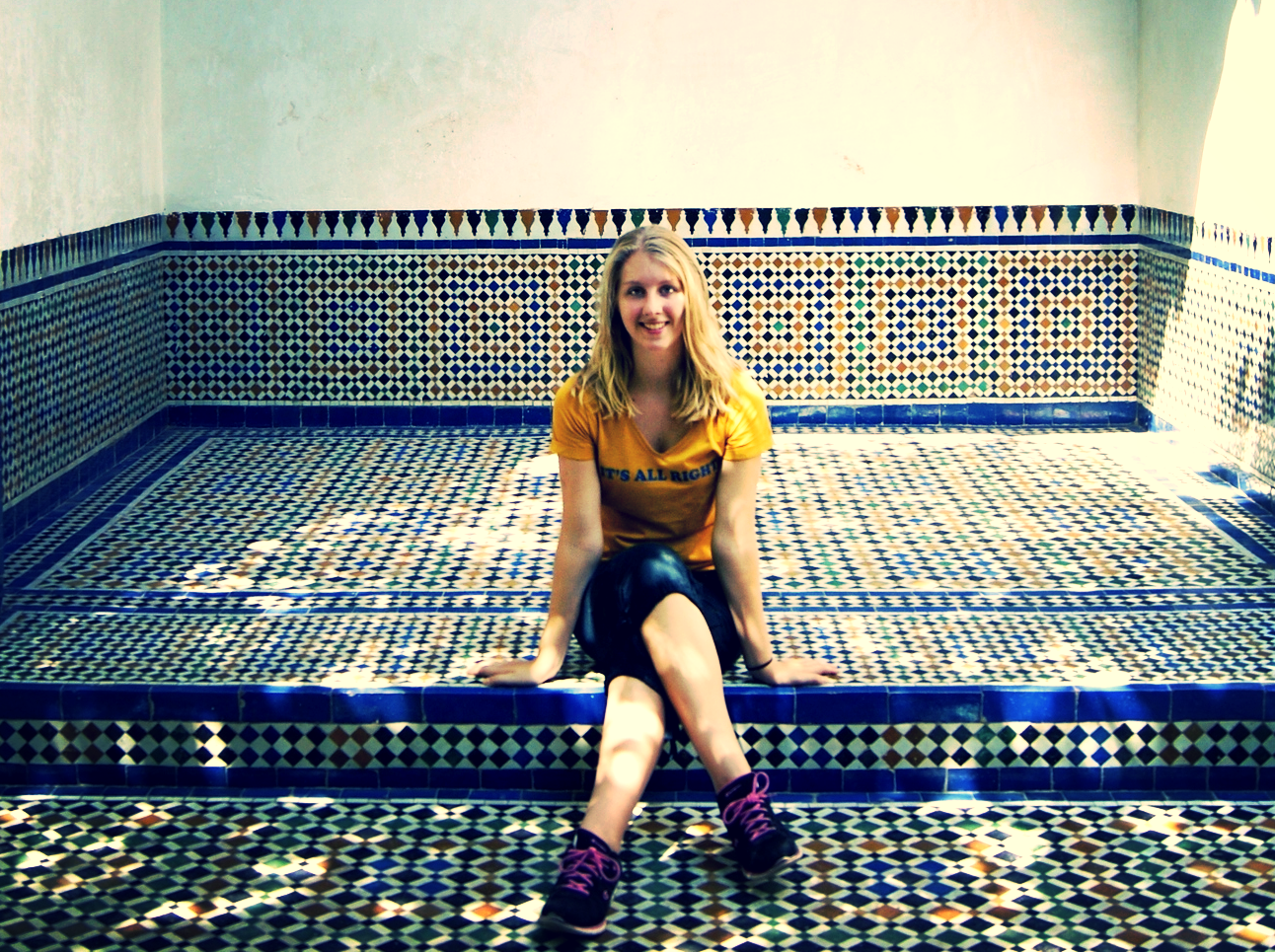 Chloe pictured at the King's Palace in Marrakech, Morocco.