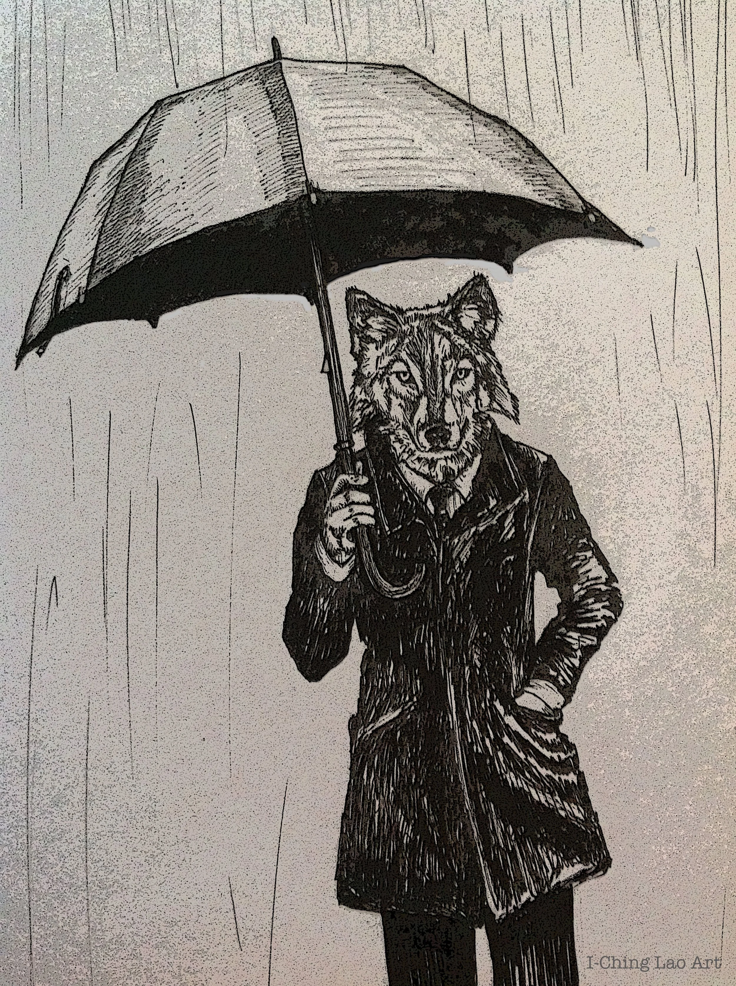 Wolf with Umbrella