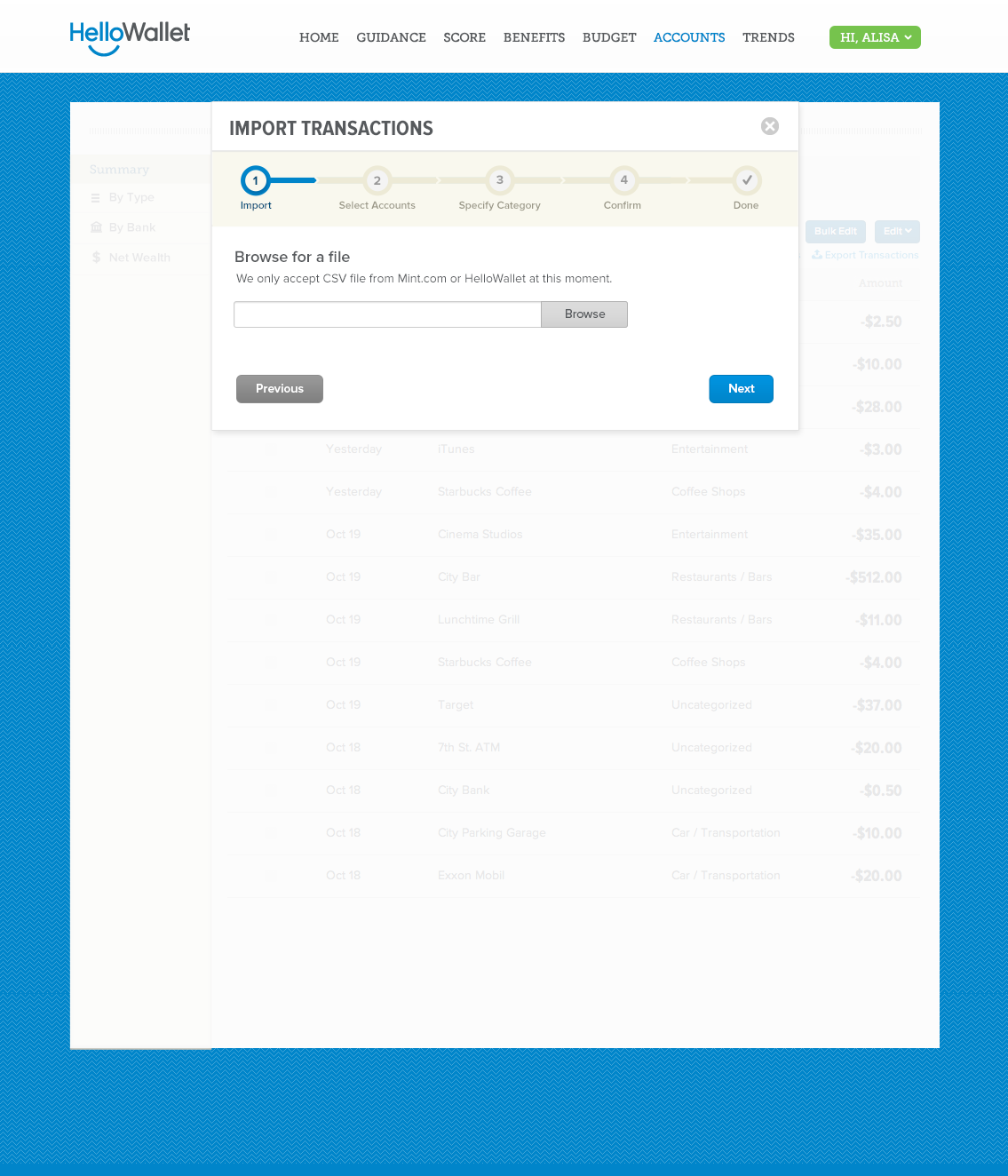 Import Transactions Ux Design Evan Samek S Portfolio