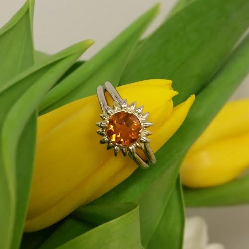 Custom Citrine Sunflower Ring