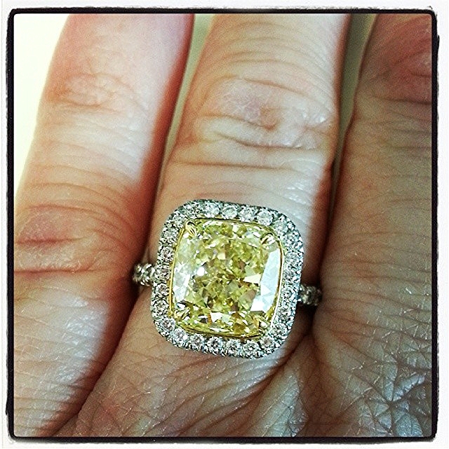 Fancy Yellow Cushion Halo Ring