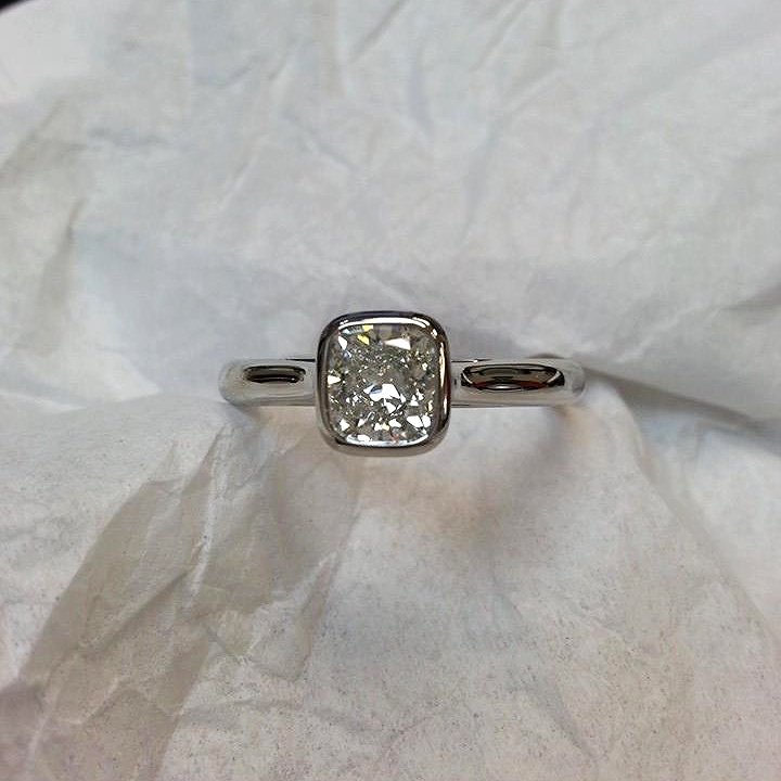Bezel Set Cushion Cut Ring