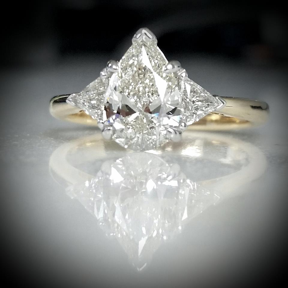 Pear & Trillion Three Stone Ring