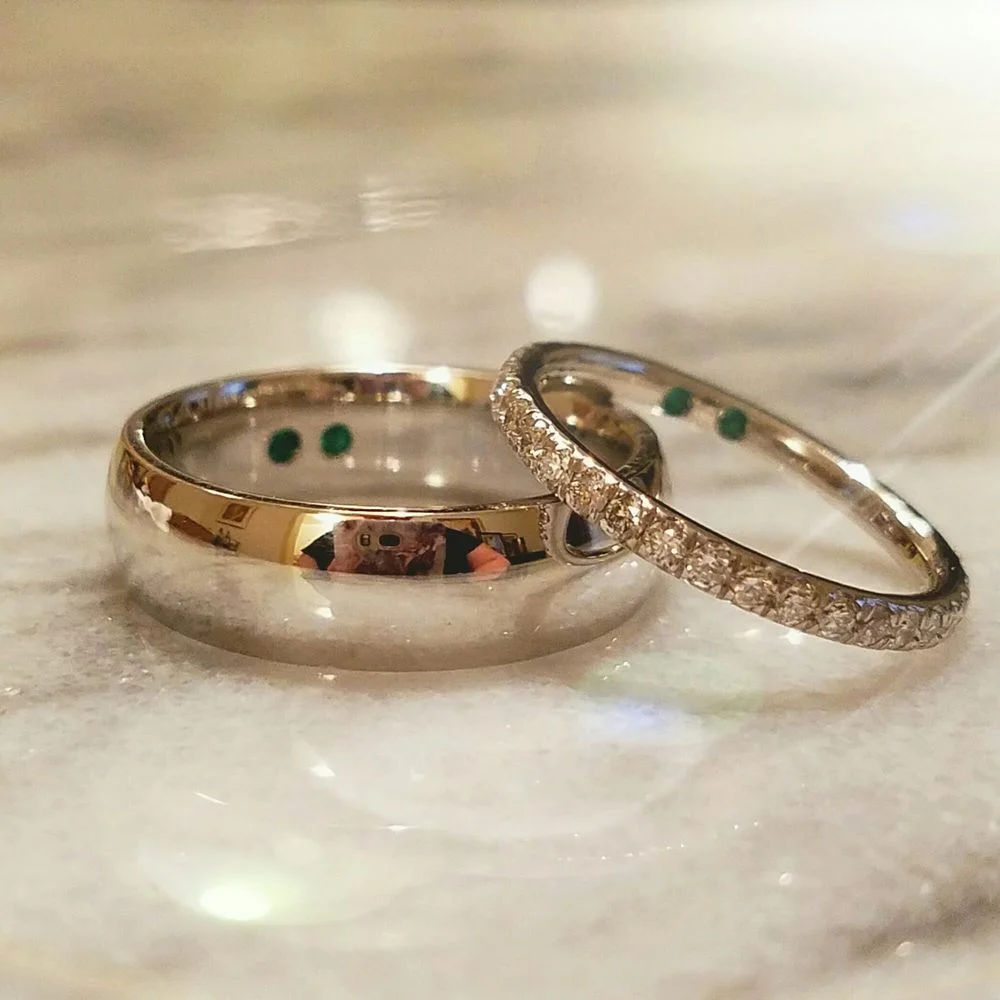 Wedding Bands with Hidden Emeralds