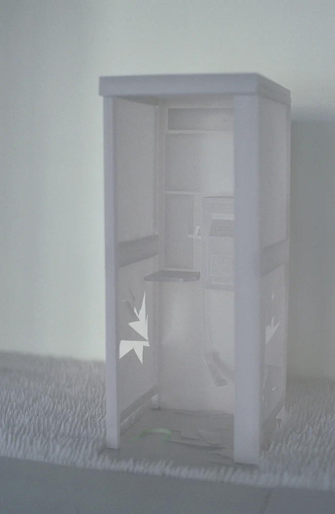 Nasty Little Piece Of Work Phone booth 2004 Tracing paper, adhesive, LED 18.5 x 10.5 x 10.5 cm