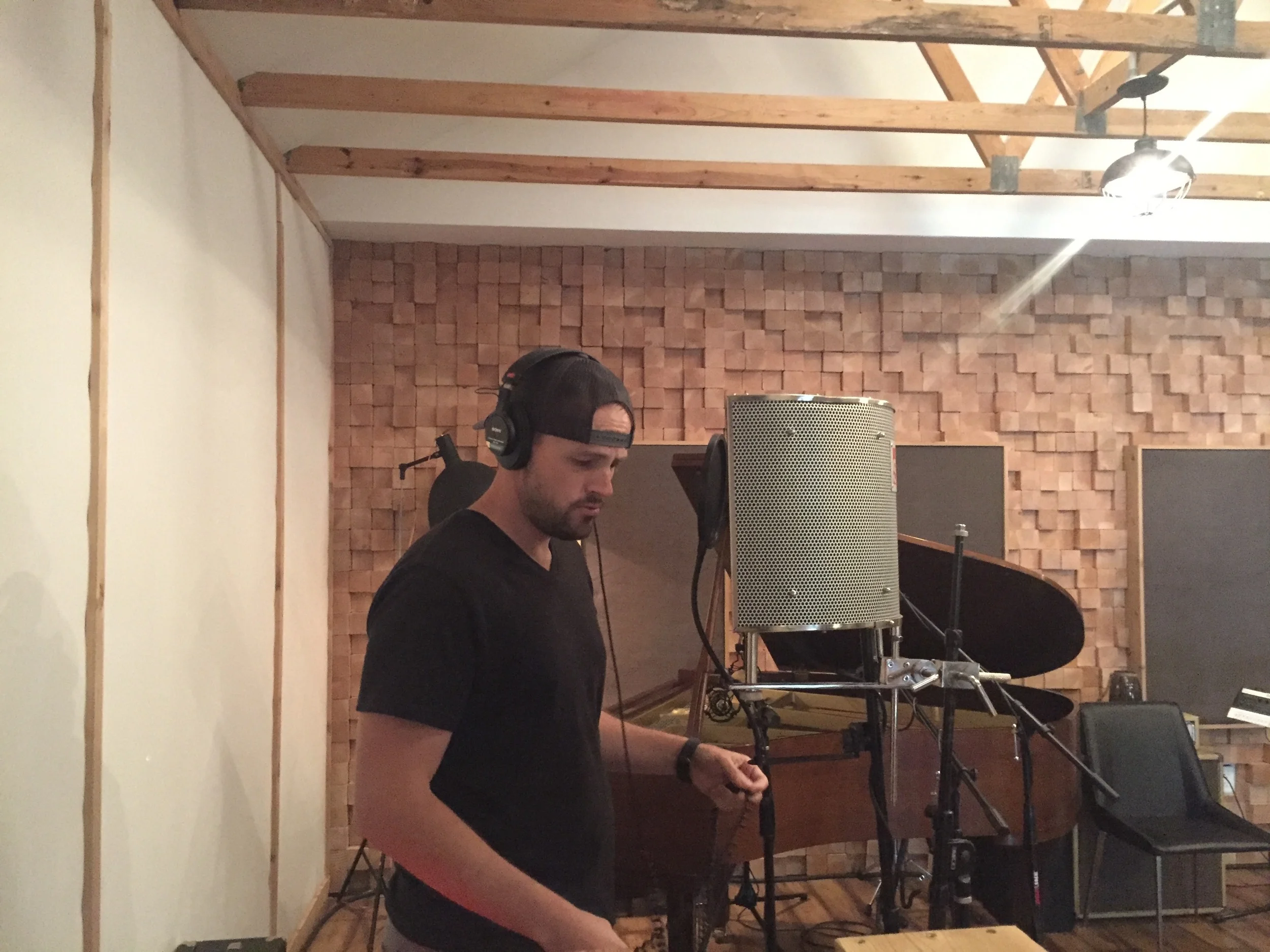Recording vocals for the new song