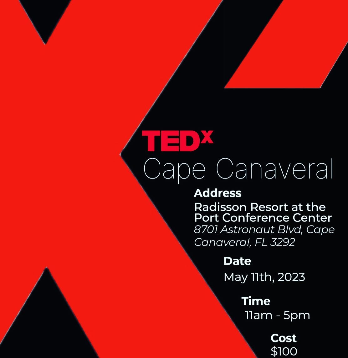 ANNOUNCEMENT: On May 11, I am one of eight speakers at the inaugural TEDx Cape Canaveral.

Limited to 100 attendees, I welcome my friends to be present in the audience for this historic event.

My talk is on the sapience of AI.
.
.
.
.
#tedx #capecan