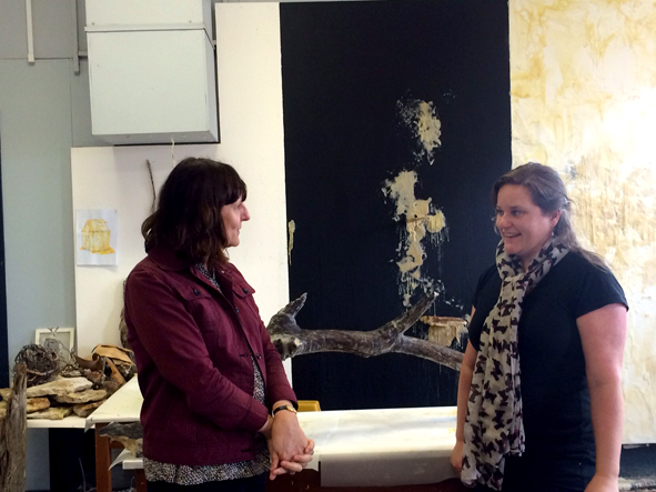 Jasmin and Kath in conversation in Kath's studio