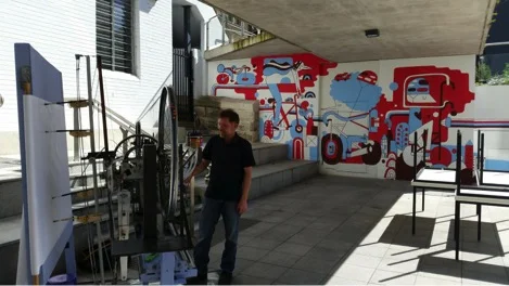   Dumb Robot , 2016, mixed media, found objects, semi autonomous painting machine. 190 x 120 x 95 cm. UNSW COFA 