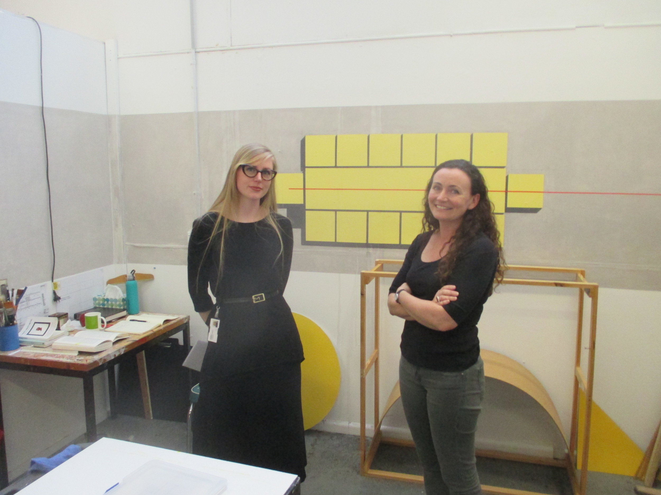 Isobel Parker Philip visiting the studio of Sarah Fitzgerald at the National Art Shcool