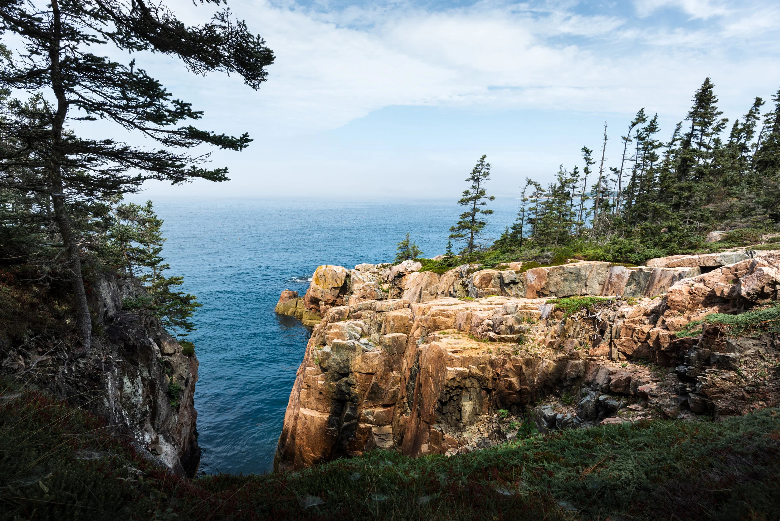 A view of Winter Harbor, Mt Desert Narrows seen from the vantage point of Raven's Nest on Schoodic Peninsula. - Acadia National Park. Camera: Nikon D750 Lens: 20.0 mm f/1.8 @ ƒ/11.0 Focal Length: 20.0 mm Shutter Speed: 1/60 secs ISO: 50