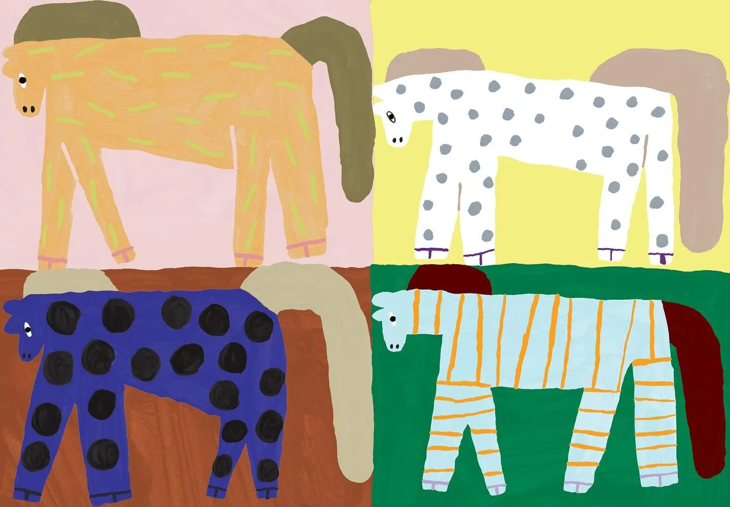 New colours on an old design. Just playin&rsquo; 
.
.
.
#illustration #design #horses #colourpalette #painting