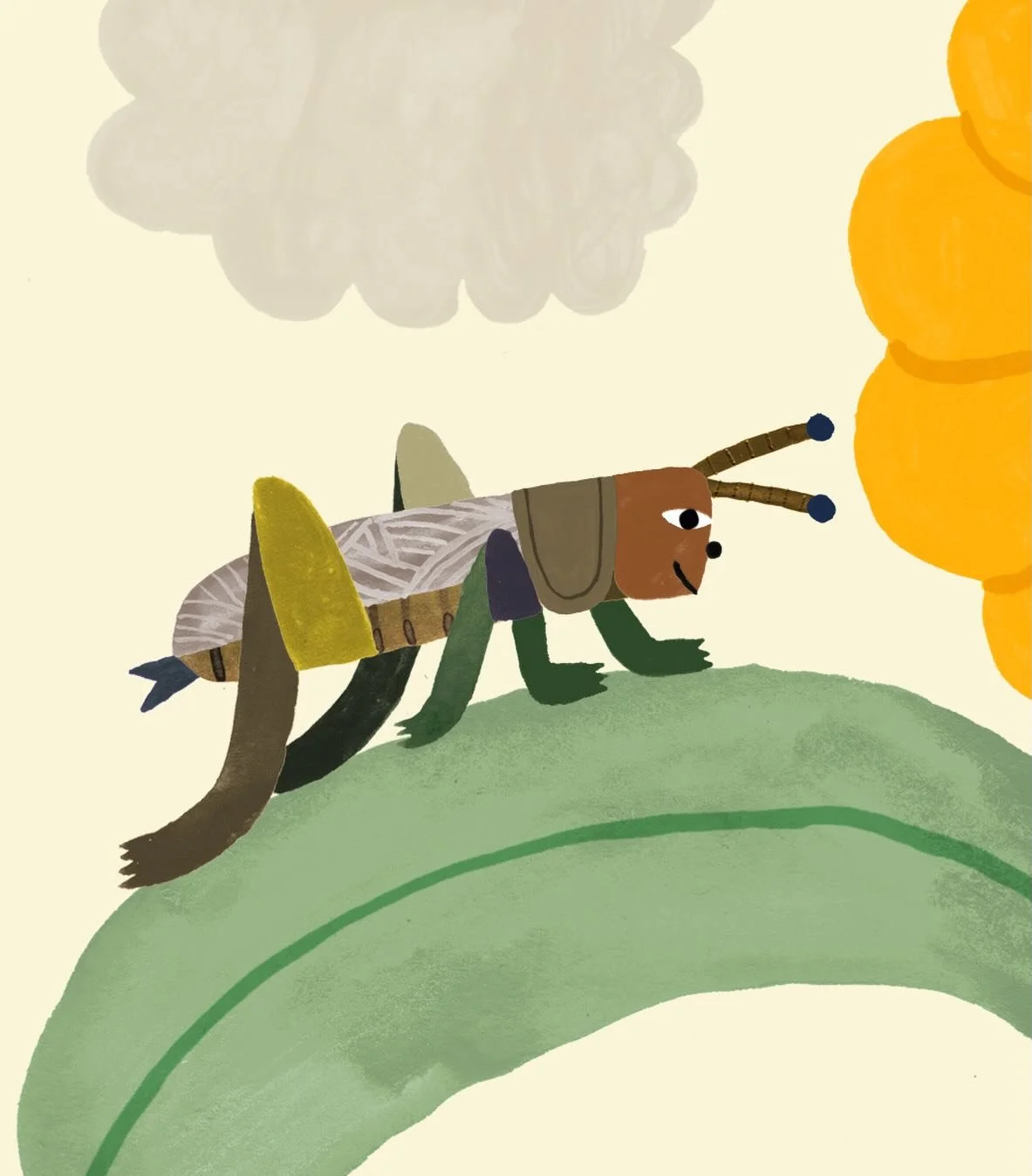 Small detail from a bigger illo that will be dropping this Spring! 

 🦗 🦗

 🦗
🦗 🦗
 🦗🦗 🦗 

#illustration #design #painting #cricket #garden